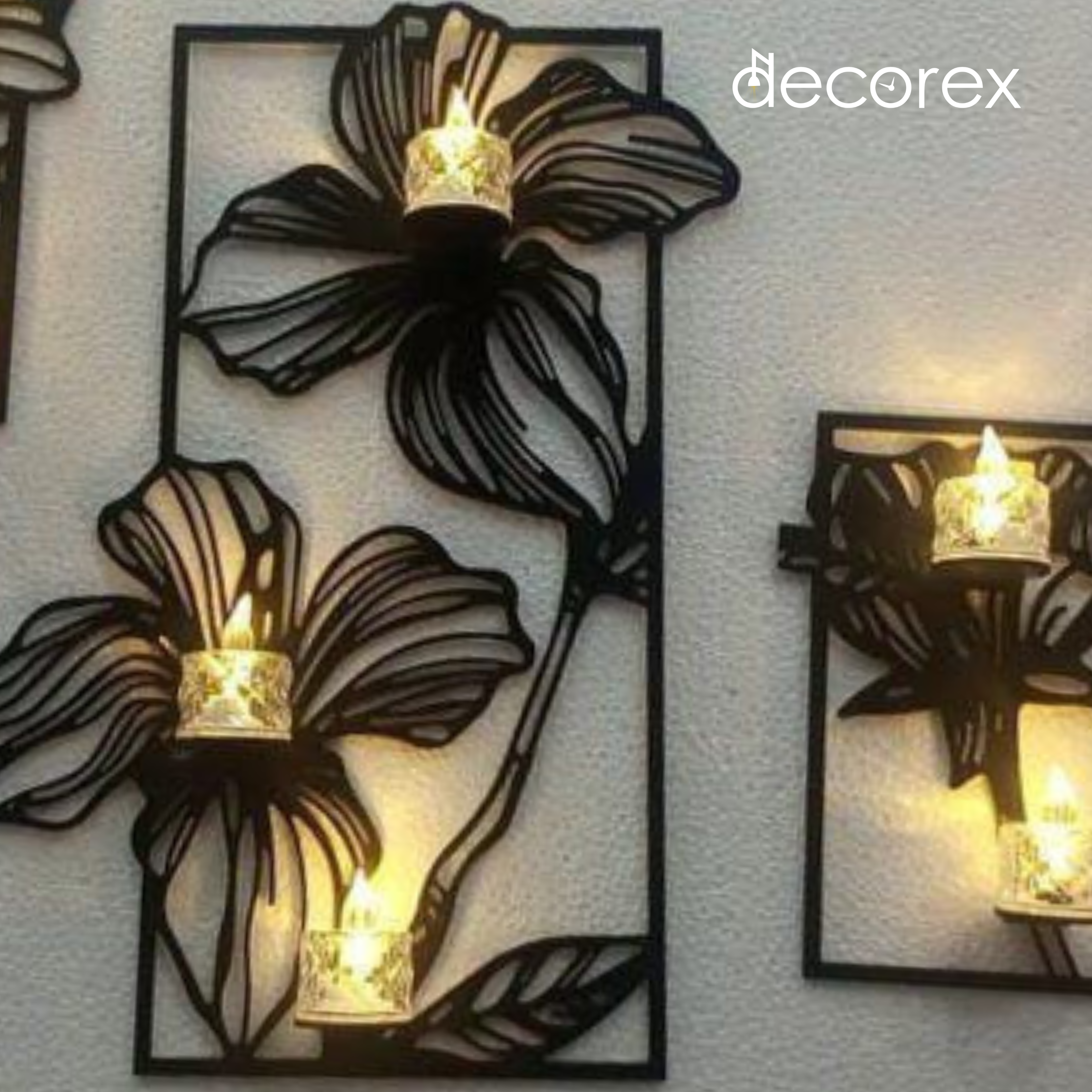 Elegant Black Flower Wall Decor - 3 Piece Set for Stylish Ambiance