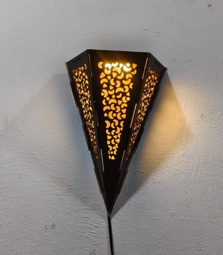 Scone Shaped Wooden Wall Hanging Lamp